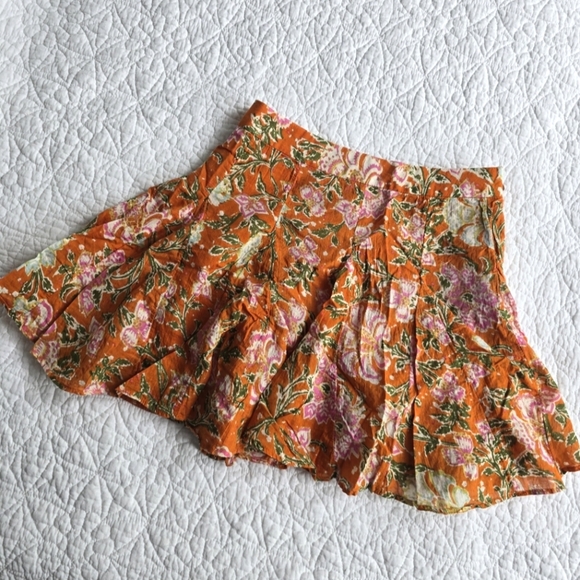 Free People End Of The Island Godet Mini Floral Skirt Size 0 - Picture 3 of 12